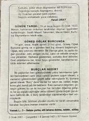 3 OCAK 2001 - TAKVİM YAPRAĞI - DOĞUM GÜNÜ HEDİYESİ - BÜYÜK SAATLİ MAARİF TAKVİMİ - HZ.MUHAMMED - FARUK ORAY - MERSİN'İN KURTULUŞU - OĞLAK BURCU VE BURÇLAR NEDİR