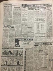 YENİ SABAH GAZETESİ 6 ARALIK 1961 YIL :24 SAYI :8166--Sisten bir taksi denize uçtu , bir kamyon dolmuşa çarptı ,7 ölü var : Görüş mesafesini 30 metreye indiren sis seferleri de aksattı --Kurdaş Memurlara zam yapardım dedi --Bakkal Musa ölümden kaçıyor ---DP nin Başkanı da içkiyi fazla kaçırdığı için konuşamadı ---Aylayı kaçıran mektup yolladı --Apaydın ,Soruşturma Kurulu ve Yüce Divan Anayasaya Aykırı Dedi ---AP Genel Merkezi Sıkıntıda ---Hariciyenin dürbünleri :Siyavuşgil --Eminönü yeni bir çarşı açıldı ---Tiyatrolar ,Radyo Programları ---Amerika nın feza da dönecek ilk pilotu hücreye girdi --Fenerbahçe -Fiorentina maçı bu gece --Pazar maçı hazırlığı başladı --Emre Güreş zevkle seyredilecek dedi --M.Paşa stadı inşaatı durdu --Patterson Mc Neeley i  dün gece nakavt etti ---103 Yaşında bir kadın kayboldu --İş şu ( 350) milyona mı kaldı ?---Kongre yerine kavga yaptılar ---Zabıta imar yönetmeliği geri kaldı --Sinemalar :Atlas :Sefiller ,Emek :Havana Casusu,İnci :Zavallı Necdet