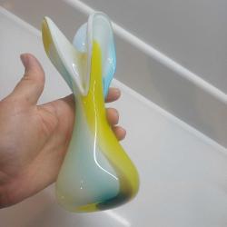 Vintage Murano Vazo ,Sarı ve Mavi tonlarda