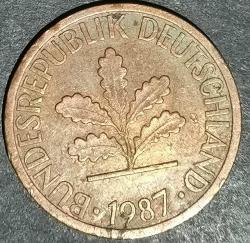 ALMANYA 1987 F  1 PFENNIG