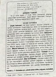 7 OCAK 2001 - TAKVİM YAPRAĞI - DOĞUM GÜNÜ HEDİYESİ - BÜYÜK SAATLİ MAARİF TAKVİMİ - ATATÜRK - OSMANİYE'NİN KURTULUŞU - ÇİÇEK BAHÇESİ - BAHÇIVANLIK - MEYVE BAHÇESİ - TARLALAR - AHIR VE KÜMES