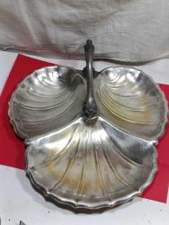 RF77--GÜMÜŞ KAPLAMA ÜÇ GÖZLÜ SERVİS TABAĞI