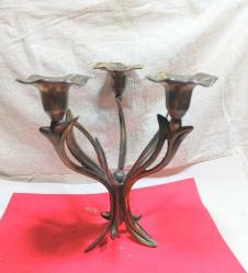 1950'LER AVRUPA ÜRETİMİ PİRİNÇ ÜÇ KOLLU ŞAMDAN