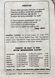 21 OCAK 2001 - TAKVİM YAPRAĞI - DOĞUM GÜNÜ HEDİYESİ - BÜYÜK SAATLİ MAARİF TAKVİMİ - RAKIM ZİYAOĞLU - OKTAY RİFAT - GAZİ AHMET MUHTAR PAŞA'NIN VEFATI