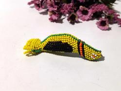 Cezaevi İşi Cam Boncuk Kuş Biblosu - Eski Kuş Biblo - Boncuk Sanatı