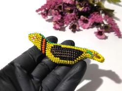 Cezaevi İşi Cam Boncuk Kuş Biblosu - Eski Kuş Biblo - Boncuk Sanatı