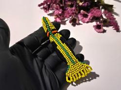 Cezaevi İşi Cam Boncuk Kuş Biblosu - Eski Kuş Biblo - Boncuk Sanatı