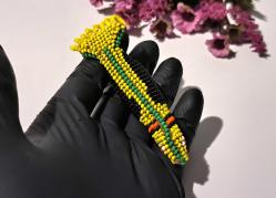 Cezaevi İşi Cam Boncuk Kuş Biblosu - Eski Kuş Biblo - Boncuk Sanatı