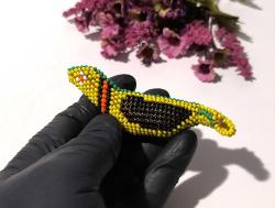 Cezaevi İşi Cam Boncuk Kuş Biblosu - Eski Kuş Biblo - Boncuk Sanatı