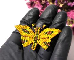 Cezaevi İşi Cam Boncuk Kelebek Biblosu - Eski Kelebek Biblo - Boncuk Sanatı