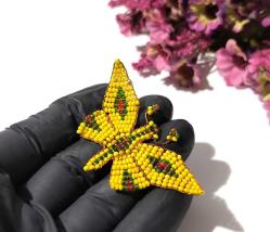 Cezaevi İşi Cam Boncuk Kelebek Biblosu - Eski Kelebek Biblo - Boncuk Sanatı