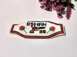 Cezaevi İşi Cam Boncuk Pazuband - Kol Bandı Silah - Tabanca Kolluk - Osman - Boncuk Sanatı