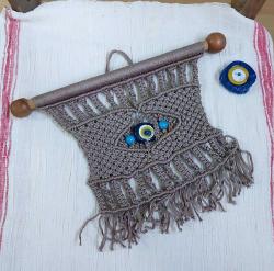 Eskilerden Makrome - Cam Nazar Boncuklu Duvar Süsü - El İşi Nazarlık