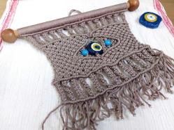 Eskilerden Makrome - Cam Nazar Boncuklu Duvar Süsü - El İşi Nazarlık