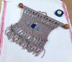 Eskilerden Makrome - Cam Nazar Boncuklu Duvar Süsü - El İşi Nazarlık