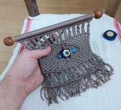 Eskilerden Makrome - Cam Nazar Boncuklu Duvar Süsü - El İşi Nazarlık