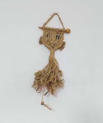 Eskilerden KEDİ Makrome - Cam Nazar Boncuklu Duvar Süsü - El İşi Nazarlık