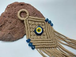 Eskilerden Makrome - Cam Nazar Boncuklu Duvar Süsü - El İşi Nazarlık