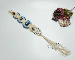 Eskilerden UZUN Makrome - Cam Nazar Boncuklu Duvar Süsü - El İşi Nazarlık