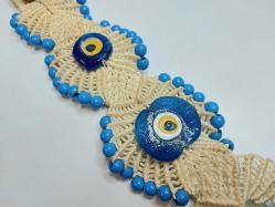 Eskilerden UZUN Makrome - Cam Nazar Boncuklu Duvar Süsü - El İşi Nazarlık