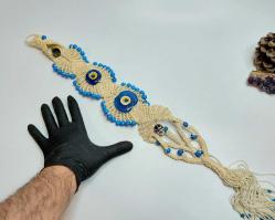 Eskilerden UZUN Makrome - Cam Nazar Boncuklu Duvar Süsü - El İşi Nazarlık