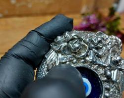 Eskilerden Gümüş Kaplama Nazarlık - Cam NAzar Boncuğu - Duvar Süsü - Nazar Boncuklu Duvar Dekoru - Süs