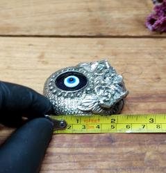 Eskilerden Gümüş Kaplama Nazarlık - Cam NAzar Boncuğu - Duvar Süsü - Nazar Boncuklu Duvar Dekoru - Süs