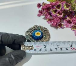 Eskilerden Gümüş Kaplama Nazarlık - Cam NAzar Boncuğu - Duvar Süsü - Nazar Boncuklu Duvar Dekoru - Süs - 002