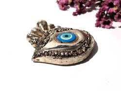 Eskilerden Gümüş Kaplama Nazarlık - Cam Nazar Boncuğu - Duvar Asmalı - Nazar Boncuklu Süs