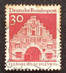 Almanya Pulu - Germany Stamp - Postadan Geçmiş Pul Filateli - DAMGALI - TARİHİ FLENSBURG ŞEHİR KAPISI TEMALI PUL , 30 PARA - YABANCI PULLAR, NOSTALJİK DOĞUM GÜNÜ HEDİYESİ