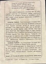 16 ŞUBAT 2001 - TAKVİM YAPRAĞI - DOĞUM GÜNÜ HEDİYESİ - BÜYÜK SAATLİ MAARİF TAKVİMİ - ATATÜRK - İ.HAKKI SUNAT - TÜRK TAYYARE CEMİYETİ'NİN KURULUŞU - BESTECİ VE CERRAH DR.BÜLENT TEZCAN'IN VEFATI