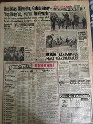 YENİ SABAH GAZETESİ  5 NİSAN 1960 YIL :22 SAYI :7576--İnönü ,Nevşehir ve Aksaray  da büyük tezahüratla karşılandı ---Bölükbaşı iktidar seçimi geriye bırakabilir --Meclis dün sakin bir toplantı yaptı ---G.Afrika da polis ,yerli halka tekrar hücum etti ---Bir fuhuş yuvasında 2 kız talebe bulundu --Orhan Birgit  bıçak taşıdığı iddiasıyla mahkemeye verildi --100 bin lira ile emlakını  seçim için bahse koyuyor ---Necip Fazıl Niğde de  hapse girdi ---Hadiseler ve  hesaplar : Siyavuşgil --Aile portreleri :Ferhan ve Doğan  Onat Suna ve Asuman Korad ---Kan davasının sebep olduğu feci cinayet --Yengesini Ankara ya getirip 300 liraya sattı --3. Rafinerinin temel atma töreni 9 Nisan da ---Bir Müslüman Yarbay ,Fransız 21. Piyade Alayı Kumandanı Oldu ---İngiltere de bir çocuk cin çarptı diye hastanelik oldu ---Beşiktaş Kilyos ta, Galatasaray Yeşilköy de yarını bekliyorlar ---Beykoz Karagümrük Maçı Tekrarlanacak --Şeker Şirketi suistimali sanıkları berat etti --İncesu olayları meclise  getirildi --