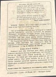23 ŞUBAT 2001 - TAKVİM YAPRAĞI - DOĞUM GÜNÜ HEDİYESİ - BÜYÜK SAATLİ MAARİF TAKVİMİ - OSCAR WİLDE - HALİT FAHRİ OZANSOY - OP.DR. MEHMET ALİ DERMAN - BAŞLIKSIZ FIKRA
