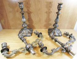 AnTiKa AVRUPA GüMüŞ KaPLaMa ÇİFT BÜYÜK ŞAMDANLAR....