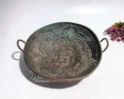 Antika Süzgeç - Kevgir Bakır Süzgeç Mutfak Objesi Eşya - NADİR Boy