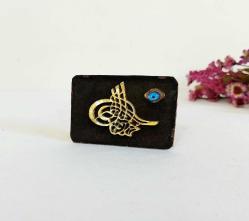 Antika Osmanlı Tuğralı Nazarlık - Tuğra ve Nazar Biblo - Mini Boy Masa Üzeri Nadir nazar biblo