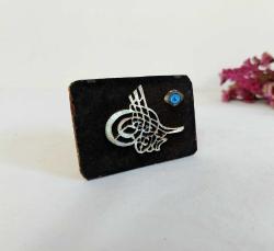 Antika Osmanlı Tuğralı Nazarlık - Tuğra ve Nazar Biblo - Mini Boy Masa Üzeri Nadir nazar biblo