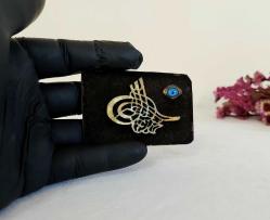 Antika Osmanlı Tuğralı Nazarlık - Tuğra ve Nazar Biblo - Mini Boy Masa Üzeri Nadir nazar biblo