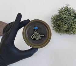 Antika Osmanlı Tuğralı Nazarlık - Tuğra ve Nazar Biblo - Mini Boy Masa Üzeri Nadir nazar biblo - 003