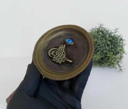 Antika Osmanlı Tuğralı Nazarlık - Tuğra ve Nazar Biblo - Mini Boy Masa Üzeri Nadir nazar biblo - 003