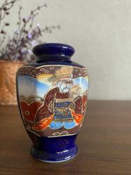 Vintage Altıgen Japon Samuray Minyatür Vazo