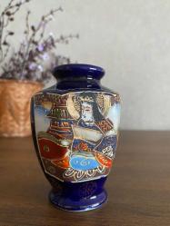 Vintage Altıgen Japon Samuray Minyatür Vazo