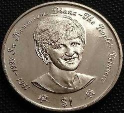 Efemera - BRITISH  VIRGIN ADALARI  2002 YILI 1 DOLAR HATIRA Prenses Diana - kitantik - kitaLog