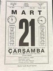 21 MART 2001 - TAKVİM YAPRAĞI - DOĞUM GÜNÜ HEDİYESİ - BÜYÜK SAATLİ MAARİF TAKVİMİ - NEVRUZ- FAHİR- KIŞ FASLININ SONU - BAHAR FASLI - YENİ YILIN TALİHİ, ZAYİÇE - AŞIK VEYSEL - DÜNYA ŞİİR GÜNÜ - MELİH CEVDET ANDAY