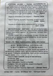 23 MART 2001 - TAKVİM YAPRAĞI - DOĞUM GÜNÜ HEDİYESİ - BÜYÜK SAATLİ MAARİF TAKVİMİ - ATATÜRK - THOMAS CARİYE - NAMIK KEMAL - NACİ KASIM - METEOROLOJİ HASTASI - URANÜS'ÜN KEŞFİ - KOÇ BURCUNDA DOĞANLAR
