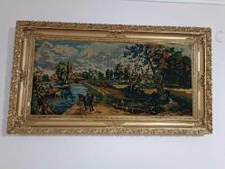 LOT.1 » MUHTŞEM ÇERÇEVE ÜZERİNDE ETAMİN KANAVİÇE TABLO TEK TEK ELDE İŞLENMİŞ BÖYLESİ YOK YOK YOK 130X71