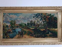 MUHTŞEM ÇERÇEVE ÜZERİNDE ETAMİN KANAVİÇE TABLO TEK TEK ELDE İŞLENMİŞ BÖYLESİ YOK YOK YOK 130X71