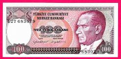 TURKEY 100 Lira ----- PREFIX E27 -----1970 UNC (TK 17 274)
