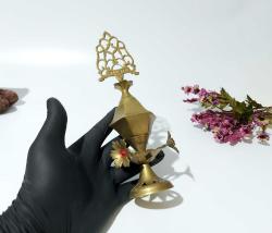 Sürmedan - Eskilerden Sürmelik - Makyaj Sürme Kutusu - Şişesi - Pirinç Sürmedan - Çok Büyük Boy Gold