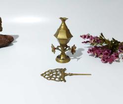 Sürmedan - Eskilerden Sürmelik - Makyaj Sürme Kutusu - Şişesi - Pirinç Sürmedan - Çok Büyük Boy Gold